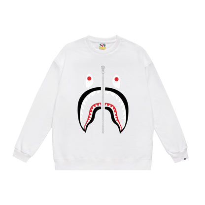 Terry Sweatshirt with Ape Man Letter Print, Unisex, Pure Cotton, Loose Fit, Thin, Crew Neck Pullover Top, Outerwear