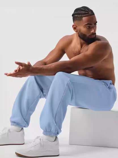 Fleece-Lined A-L-O Cuffed Sweatpants Loose Fit Elastic Waistband Joggers Unisex Casual Pants