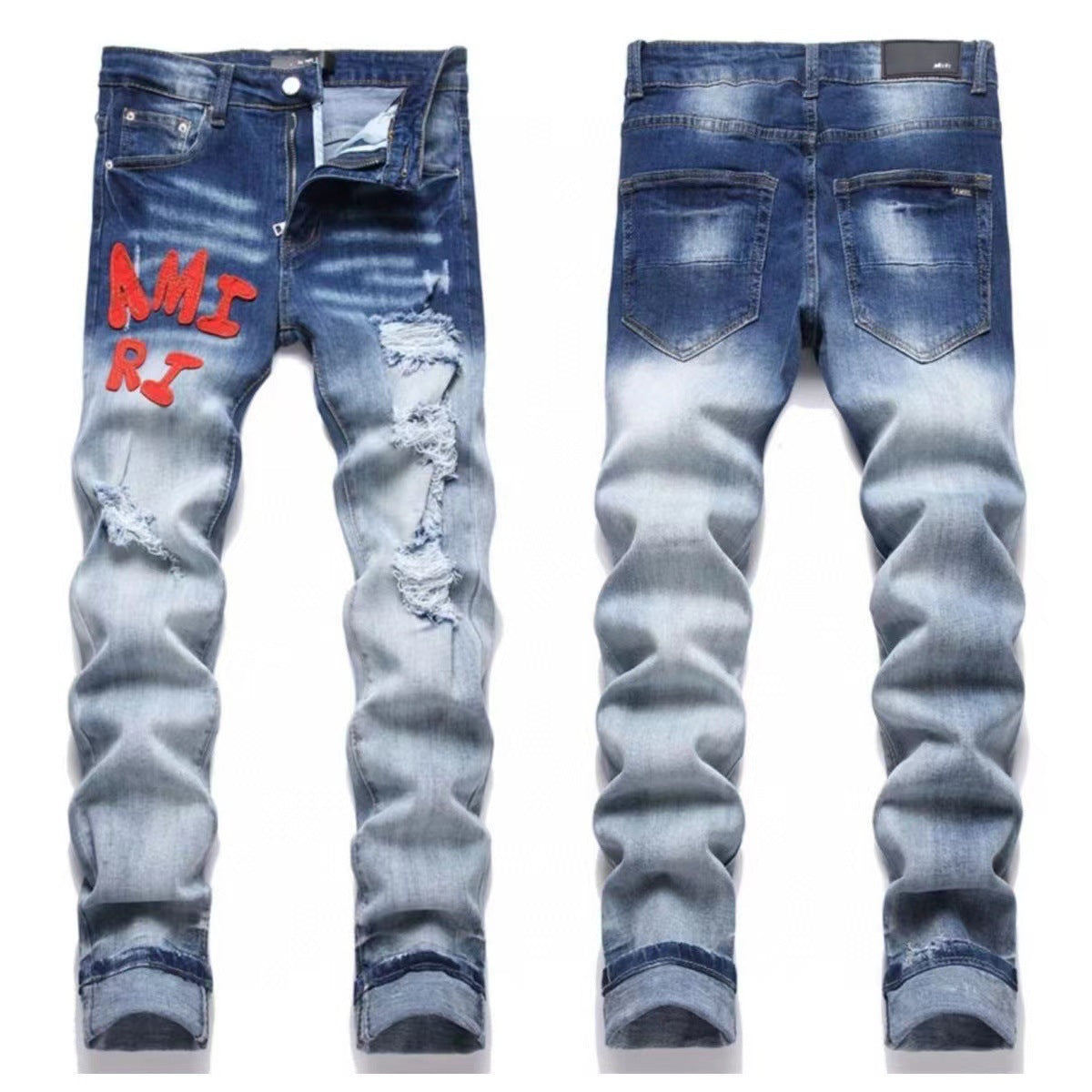 GMAM Heavy Craft Washed Distressed High Street Embroidered Unisex Jeans
