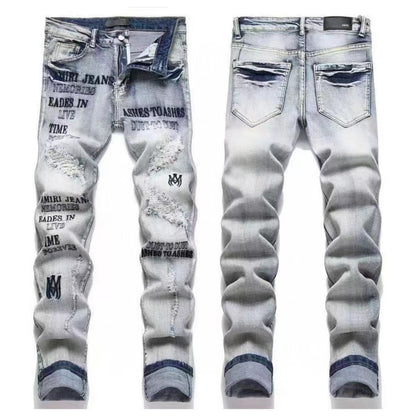 GMAM Heavy Craft Washed Distressed High Street Embroidered Unisex Jeans