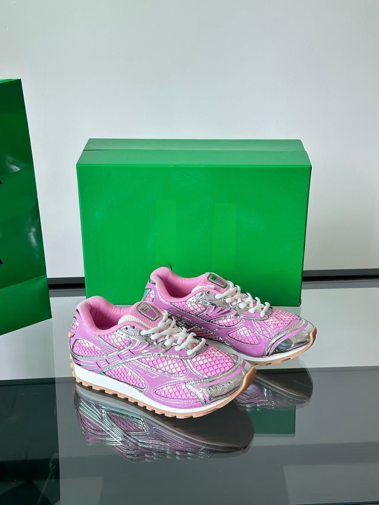 GMabcd New Casual Genuine Leather Mesh Patchwork Dad Shoes Versatile Fashion Couple Lace-up Sneakers