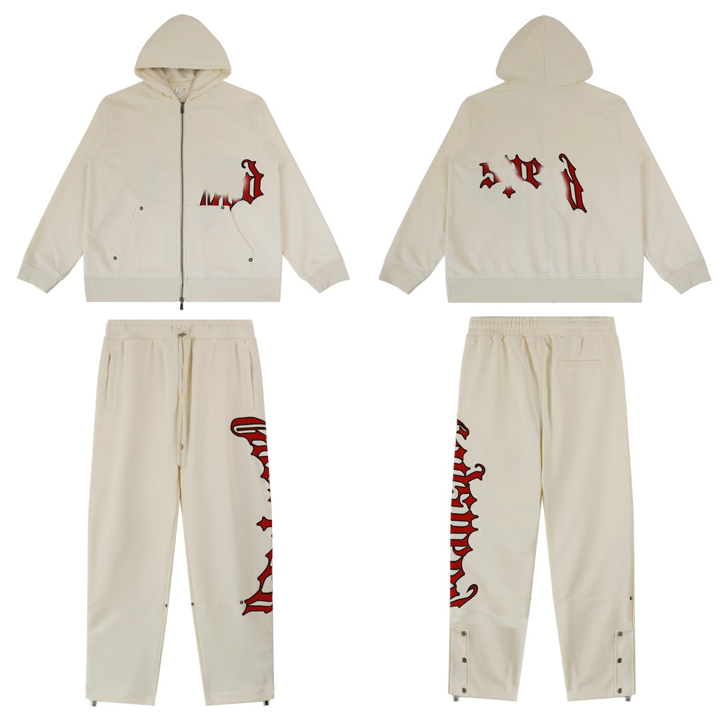 GMabcd Casual Set God-peed Patch Letter Cardigan Hoodie High Street Men's Casual Sweatshirt Sweatpants