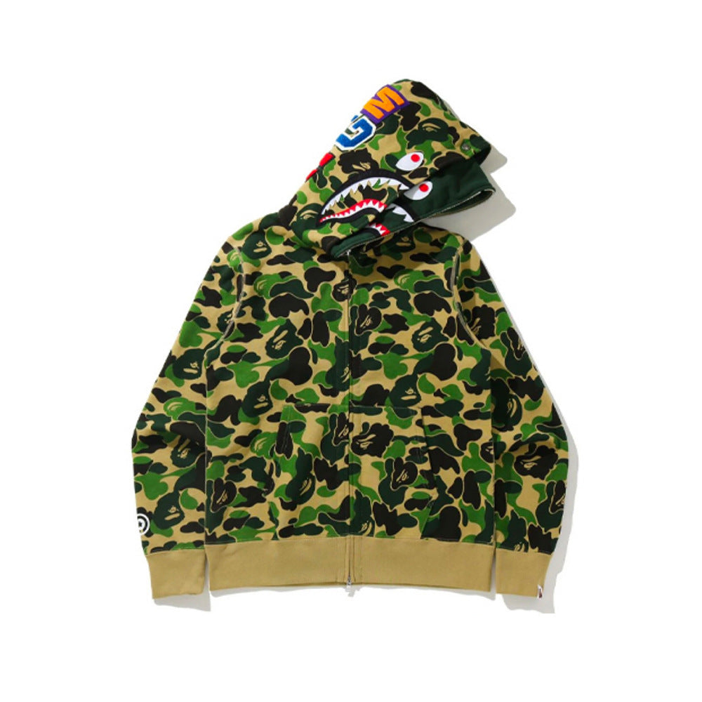 Baby Apee Shark Camouflage Hooded Cardigan Zipper Fashion Brand Comfortable Men's Women's Pullover Coat