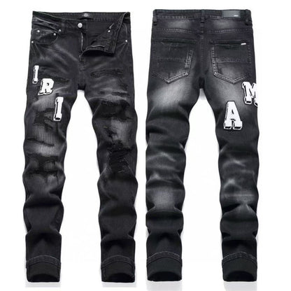 GMAM Heavy Craft Washed Distressed High Street Embroidered Unisex Jeans