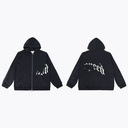 GMabcd Casual Set God-peed Patch Letter Cardigan Hoodie High Street Men's Casual Sweatshirt Sweatpants