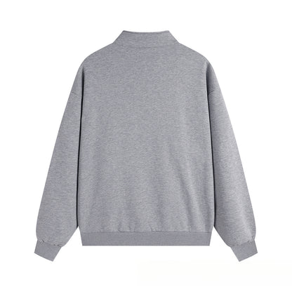 A-L-O Half-Zip Sweatshirt for Women, Autumn and Winter Loose Stand Collar Slimming Jacket, Casual Sports Top