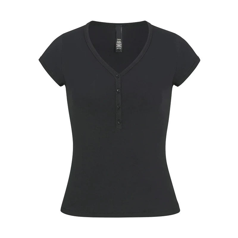 Skim Same Style Kardashian New Vintage Henley Shirt Button Baby Same Style New Vintage Summer Top