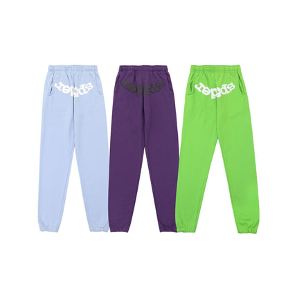 Sp55der High Quality Spider Web Foam Letter Loose Men's and Women's Suits Pants