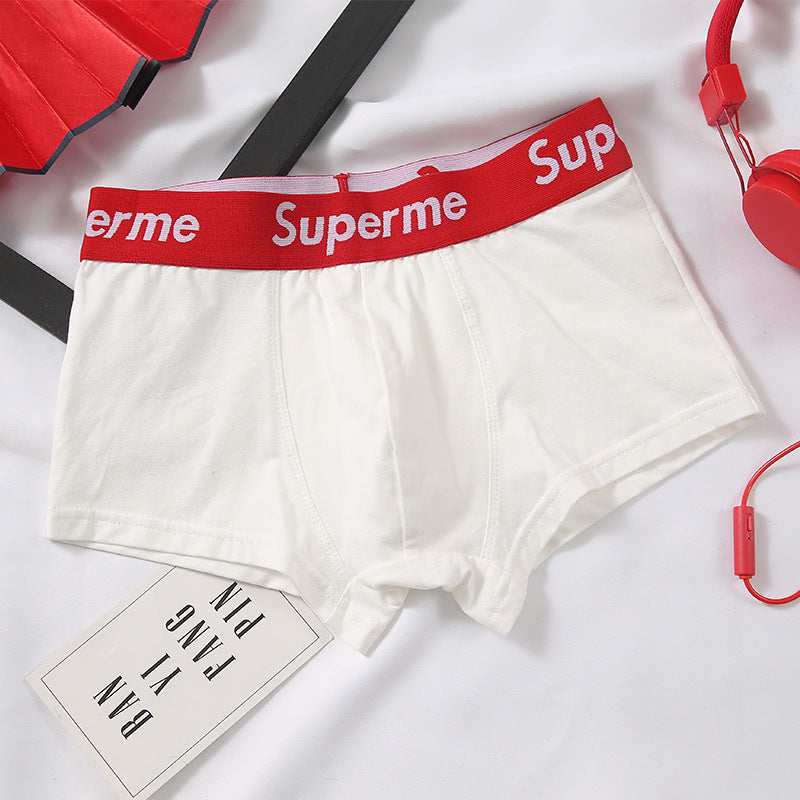 Men's Cotton Underwear Trendy Wide Waistband Mid-Rise Loose Breathable Youth Fashion Four-Corner Comfortable Large Sports Shorts