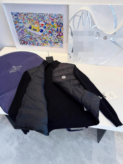 GMabcd Monokini Down Jacket Stand Collar Knitted Patchwork Lightweight Simple Autumn Winter NFC Down Lightweight Coat