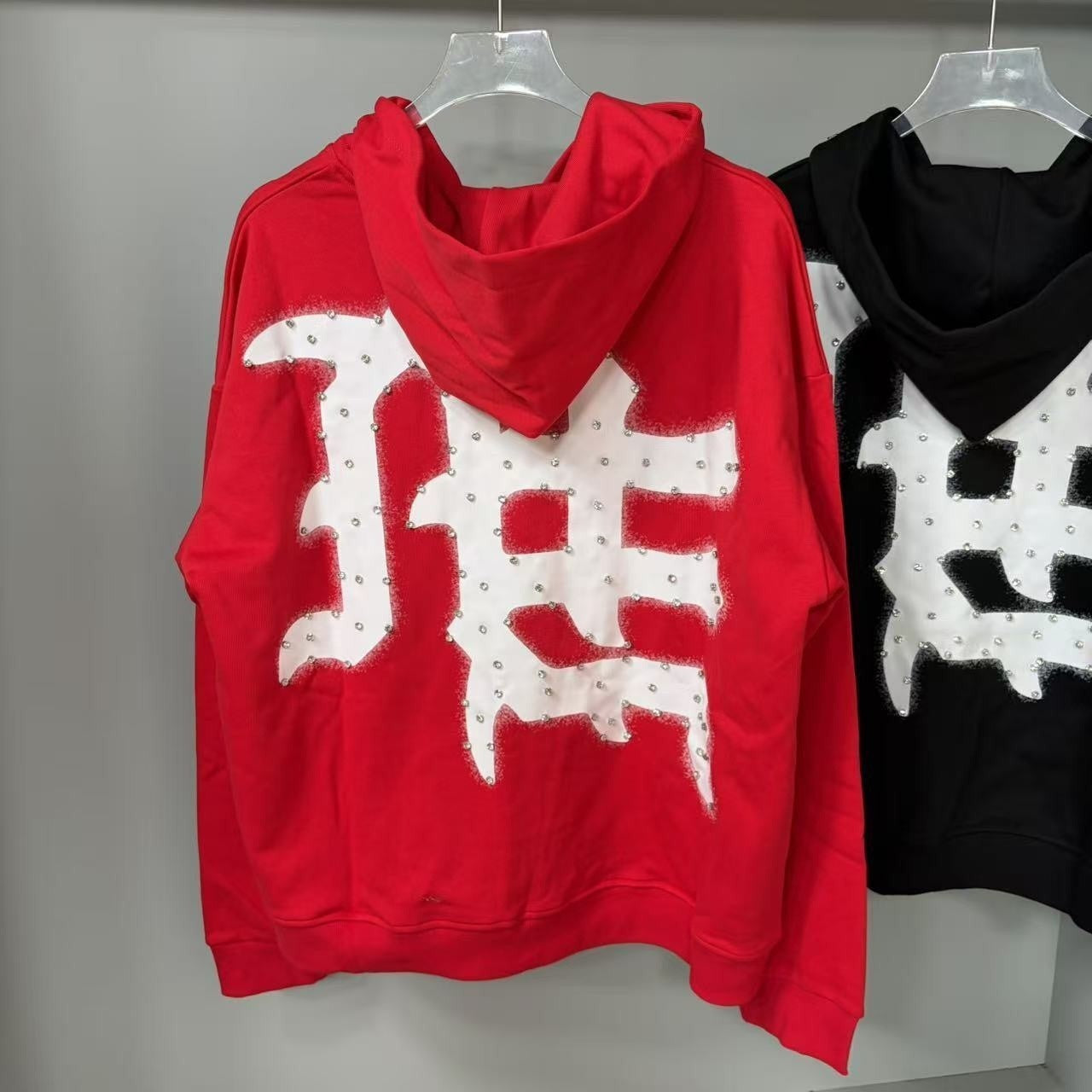 MIXED EMOTION rhinestone letter zip hoodie g4