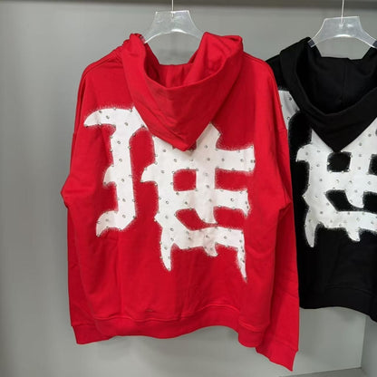 MIXED EMOTION rhinestone letter zip hoodie g4