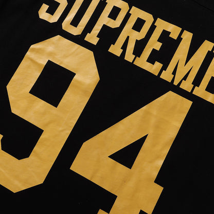 ss25supreme Crew Neck Short Sleeve American Style Trendy Classic Football Shirt Patchwork Ribbed High Street Top T-Shirt Unisex