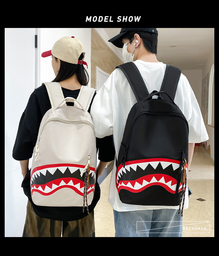 New Fashion Shark Backpack for Students, Large Capacity Outdoor Waterproof Lightweight Trendy Men's Backpack