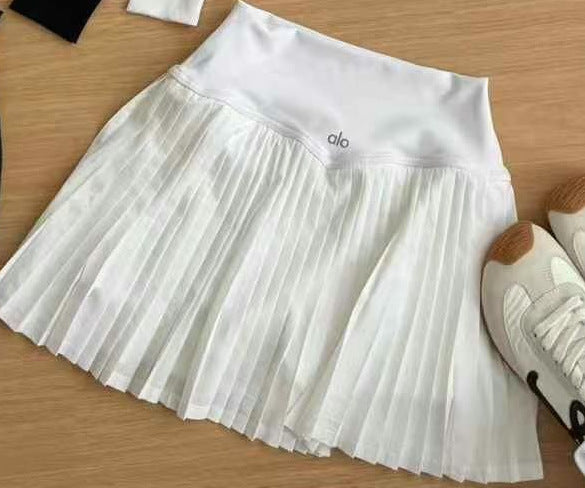 A-L High-Quality Hooded Zipper Jacket and Pleated Skirt Set Two-Piece Slim Fit Versatile Yoga Sports