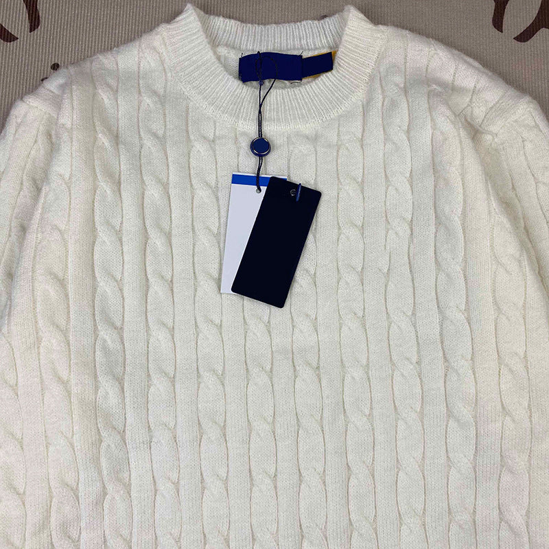 RL Sweater Women Embroidered Round Neck Knitwear Men Autumn Winter Warm Cable Couple