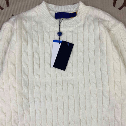 RL Sweater Women Embroidered Round Neck Knitwear Men Autumn Winter Warm Cable Couple