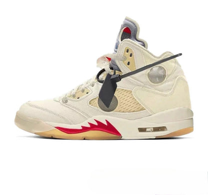 GMabcd-AJ5 High High-Top Basketball Shoes Buckle Broken Rukawa Kaede White Cement Ice Blue Low-Top Cushion Men and Women Sneakers