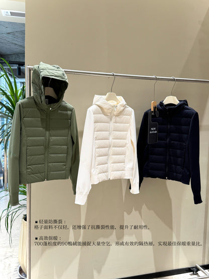 Lulu Same Style Lightweight Patchwork Down Jacket DownAndAround Hooded Slim Fit Sports Jacket Coat