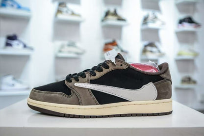 AJ1 Low-Top Basketball Shoes TS Collaboration Black Green Olive Couple Men Women Sports Sneakers