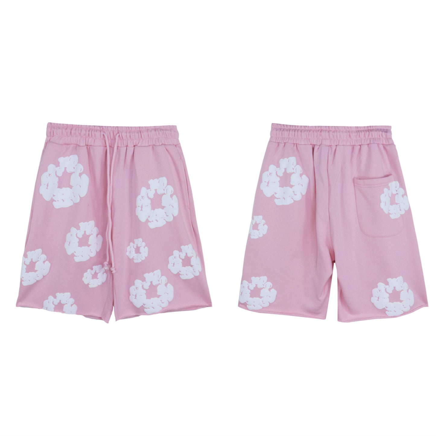 Puff Print Shorts 2024 European and American Fashion Brand Men's plus Size Loose Multi-Color Beach Pants