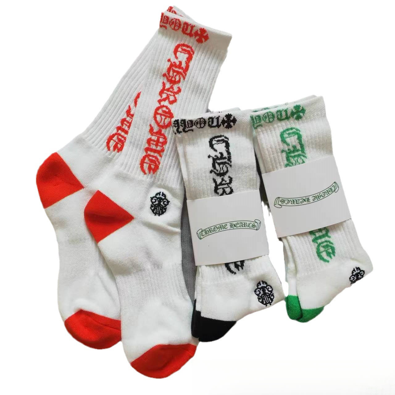 GM CHeart Socks CH Striped Letter Red Lip Embroidery Logo Towel Bottom Sports Trendy Socks
