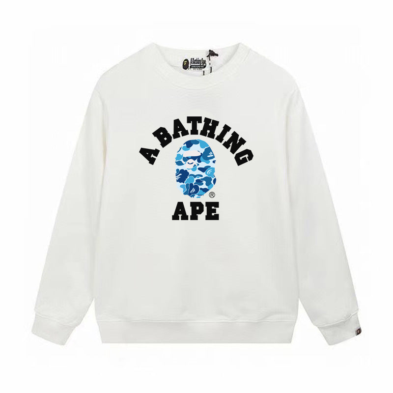 GMabcd Terry Sweatshirt for Men, Autumn and Winter Long Sleeve Letter Print Loose Round Neck Pullover Casual Top Trendy