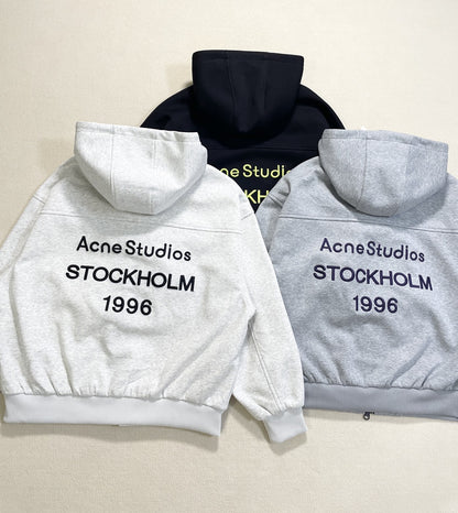 1996 Embroidered Logo Letter Zip-Up Loose-Fit Unisex Hooded Sweatshirt (Part 2)