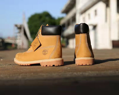 GMABCD Classic Yellow Boots Thick-Soled Martin Boots Men's Couple First Layer Cowhide Outdoor High-Top Boots