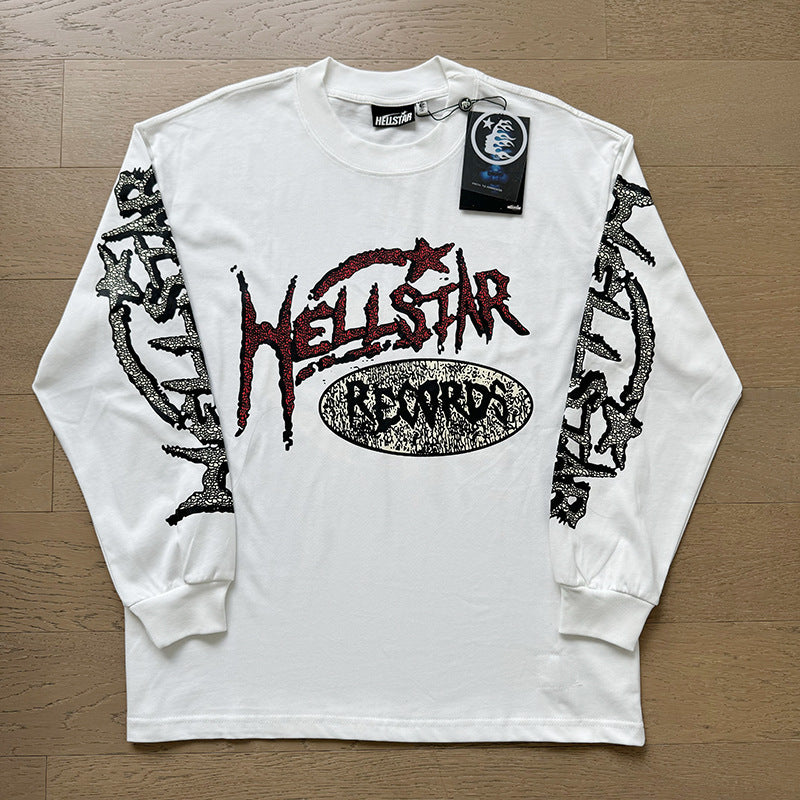 2025 Summer New American Fashion Brand Male and Female Couples Wear plus Size Loose Pullover Long Sleeve T-shirt Teenagers