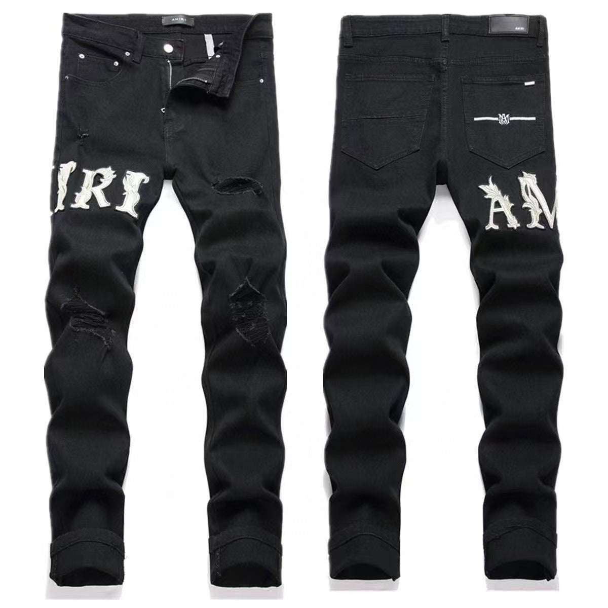 GMAM Heavy Craft Washed Distressed High Street Embroidered Unisex Jeans