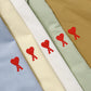 Trendy Brand Am* Small Heart Embroidered Shirt Casual Loose Fit Unisex Couple Style Amy Cotton Long Sleeve Top