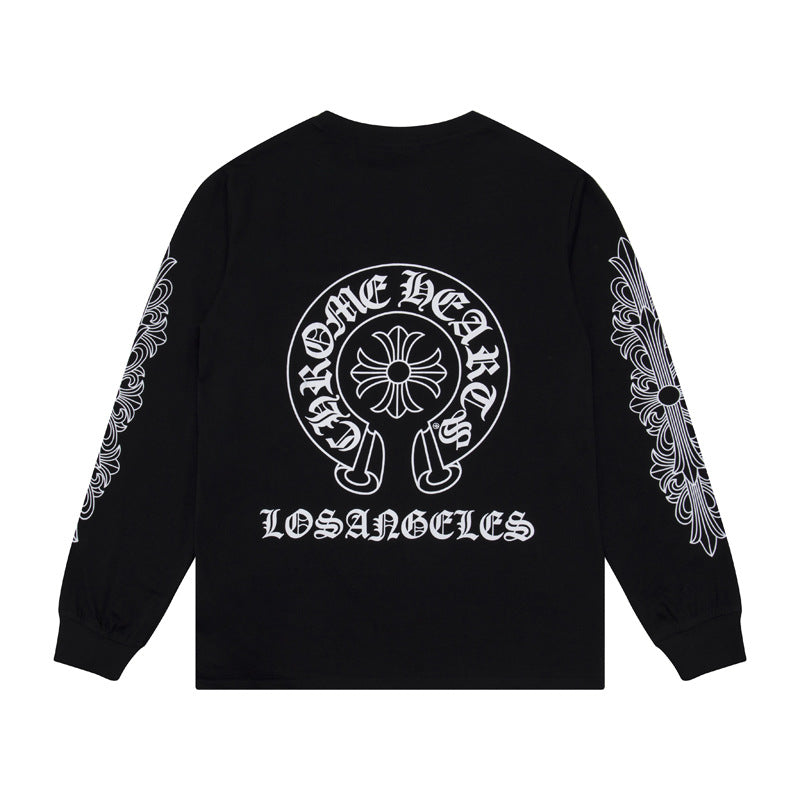 Ch Heart High-Quality Double Yarn Pure Cotton Unisex Printed Long Sleeve T-Shirt