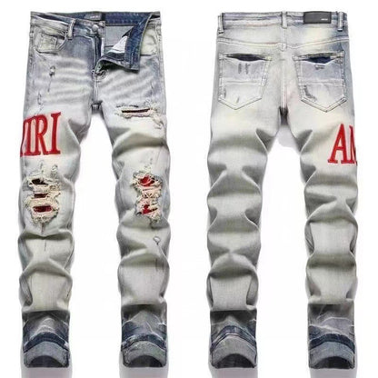 GMAM Heavy Craft Washed Distressed High Street Embroidered Unisex Jeans