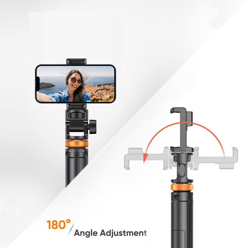 62" Phone Tripod for iPhone/Android & Selfie Stick with Remote, Upgraded Stand, Compatible with iPhone 16/15/14/13, Travel-Friendly & Stable