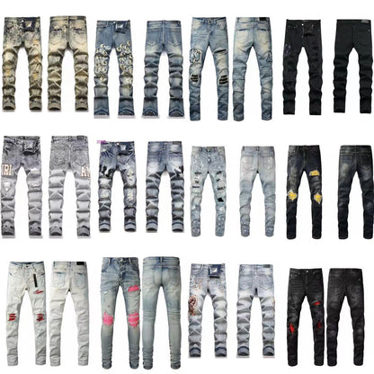 GMAM Heavy Craft Washed Distressed High Street Embroidered Unisex Jeans