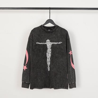 HS American Style Oversized Long Sleeve T-Shirt Autumn Base Shirt Men's Pullover Shirt