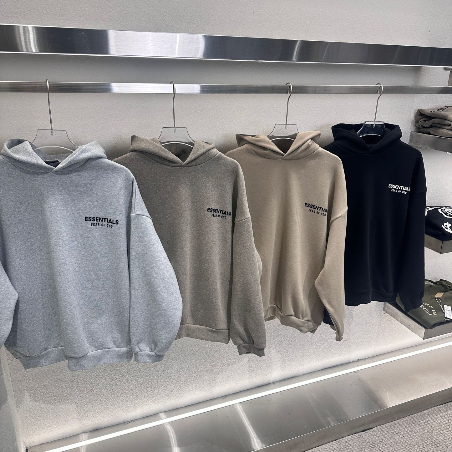 FOG Double-Line Classic Hoodie with Front 3D Letters Loose Fit Unisex Essentials Sweatshirt