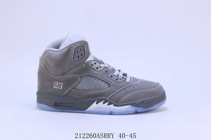 GMabcd-AJ5 High High-Top Basketball Shoes Buckle Broken Rukawa Kaede White Cement Ice Blue Low-Top Cushion Men and Women Sneakers