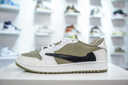 AJ1 Low-Top Basketball Shoes TS Collaboration Black Green Olive Couple Men Women Sports Sneakers
