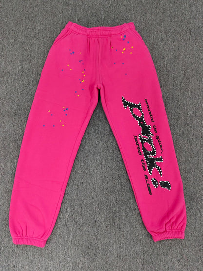 [Fleece Lined]Young Thug American Style Brand Sp5DER 555555 Spider Web Foam Print Casual Unisex Sweatpants