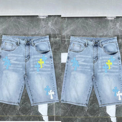 24ss Ch Heavy Industry Cross Patch Denim Shorts Couple Shorts