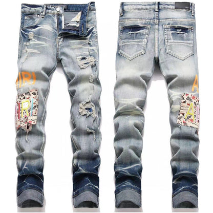 GMAM Heavy Craft Washed Distressed High Street Embroidered Unisex Jeans
