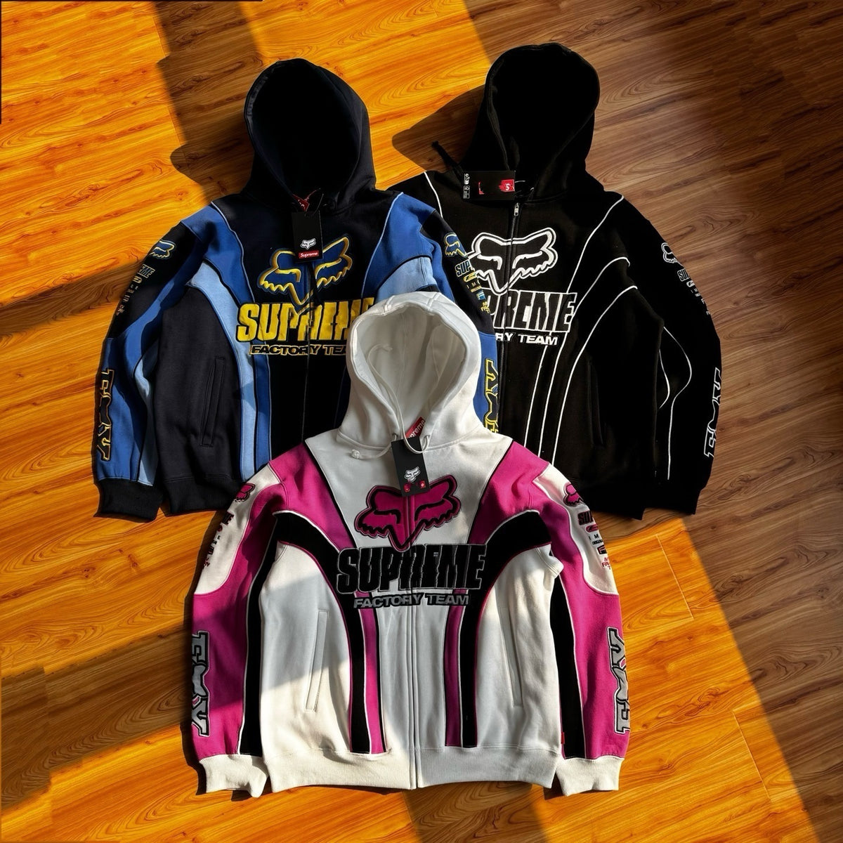 Sup x Fox Collab Fleece-Lined Zip-Up Hooded Sweatshirt Jacket Unisex