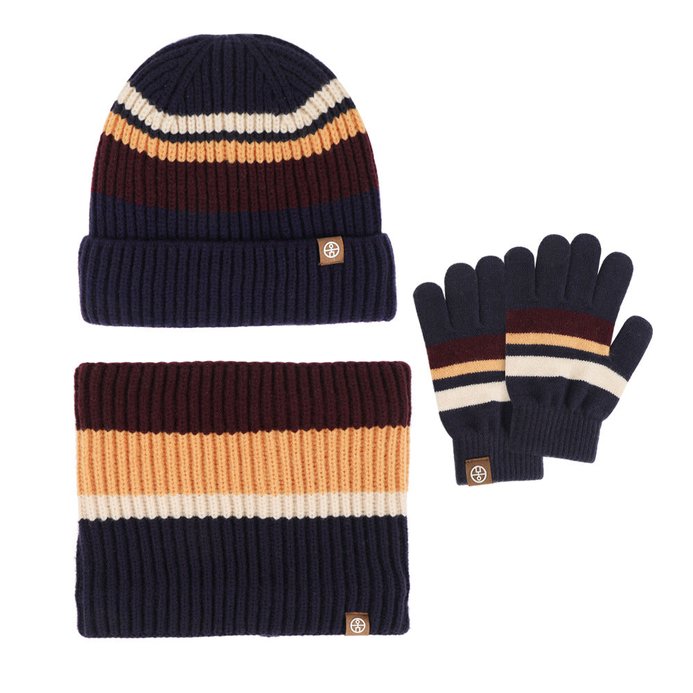 Children's three-piece hat, scarf and gloves Autumn and winter baby ear protection woolen hat warm three-piece suit