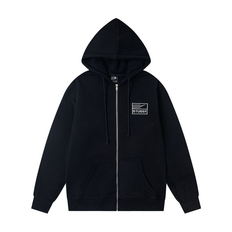 GMstuxN Letter Collaboration Hoodie Classic Letter Embroidery Hooded Sweatshirt Heavyweight Casual Jacket for Men