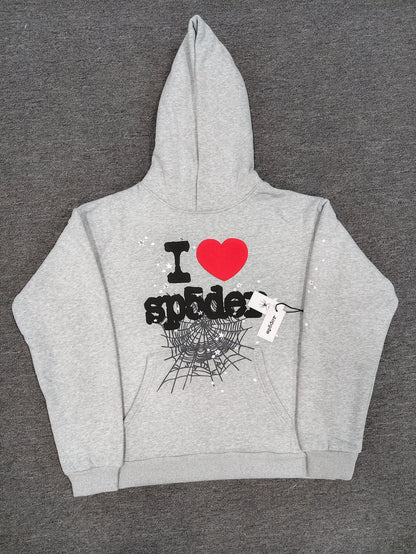 Gmsp5der Sweater Spider Web Love Pullover Hooded Sweater Men's and Women's Hoodies[High Quality]