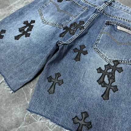 24ss Ch Heavy Industry Cross Patch Denim Shorts Couple Shorts