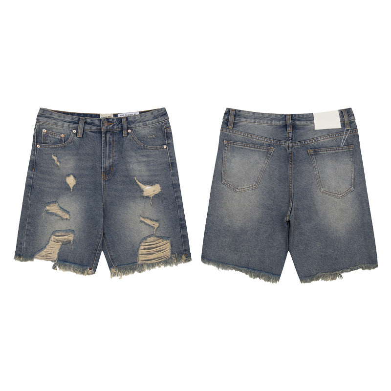 Jeans 2025 Spring and Autumn New Men's plus Size Loose European and American Fashion Street Fashion Shorts