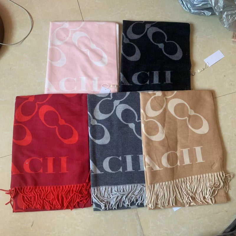 Autumn and Winter New Cashmere Light Luxury Scarf for Women Long Fashion Warm Double-Sided Tassel Dual-Use Shawl All-Match Scarf